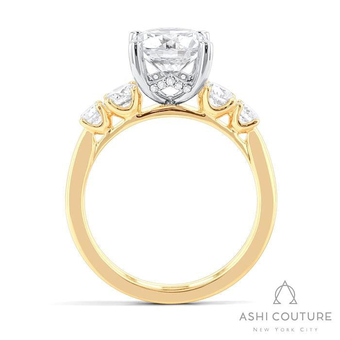 5-Stone Semi-Mount Engagement Ring in Yellow and White Gold