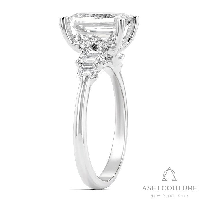 Bridal 5-Stone Emerald Semi-Mount Engagement Ring in White Gold
