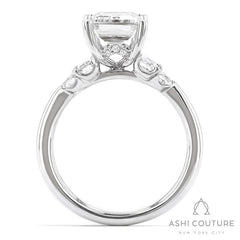 Bridal 5-Stone Emerald Semi-Mount Engagement Ring in White Gold