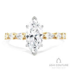 Bridal Marquise Semi-Mount Engagement Ring in Yellow and White Gold