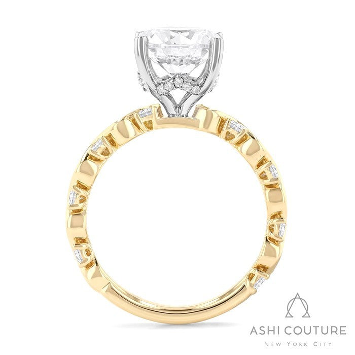 Bridal Round Semi-Mount Engagement Ring in Yellow and White Gold