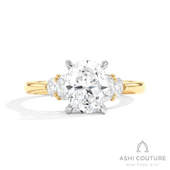 Bridal 5-Stone Oval Semi-Mount Engagement Ring in Yellow and White Gold