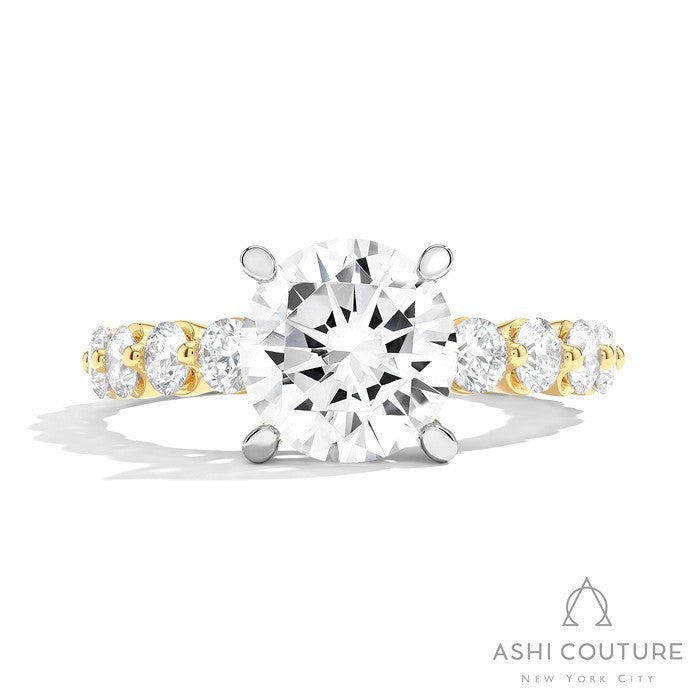 Bridal Round Semi-Mount Engagement Ring in Yellow and White Gold