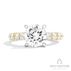 Bridal Round Semi-Mount Engagement Ring in Yellow and White Gold
