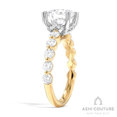 Bridal Round Semi-Mount Engagement Ring in Yellow and White Gold