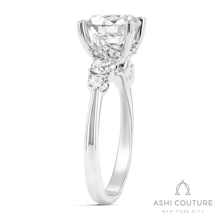 Bridal 5-Stone Round Semi-Mount Engagement Ring in White Gold