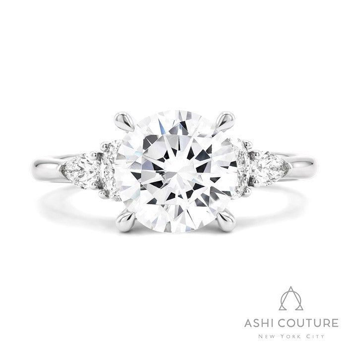Bridal 5 Stone Round Semi-Mount Engagement Ring in White Gold